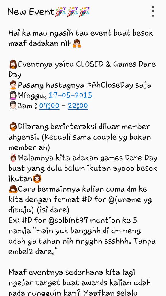 AhgensiSub's tweet photo. [R E T W E E T] MEMBER AHGENSI HARAP DIBACA YA!! NEW EVENT NIH😙😙😙 http://t.co/TN3TR8PUU6