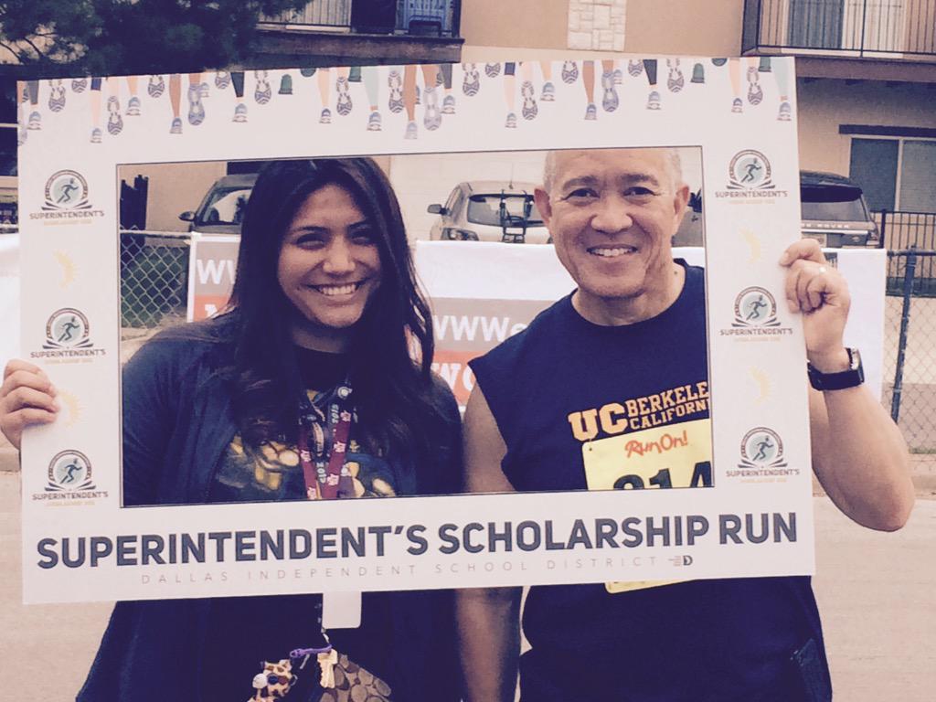 dallasschools's tweet photo. Supt scholarship recipient Carmen Guzman from W.W. Samuell w/ @MMilesDISD. She's headed to Texas A&M! #run4DallasISD http://t.co/m0KTJDqtlO
