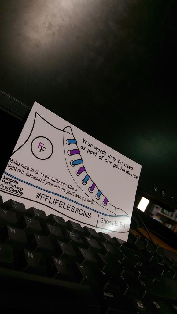 FFrontTheatre's tweet photo. Keep an eye out for our shoes around campus! #FFLIFELESSONS http://t.co/PecO0paex5