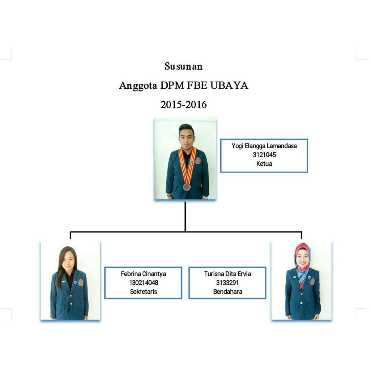 Susunan Anggota DPM FBE UBAYA periode 2015-2016 (Ketua dan SekBen)