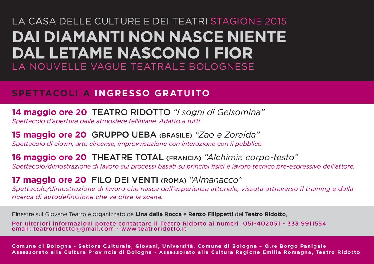QUESTA SERA ORE 20 SPETTACOLO/DIMOSTRAZIONE DI LAVORO DELLA COMPAGNIA FRANCESE THEATRE TOTAL. INGRESSO LIBERO!!!!