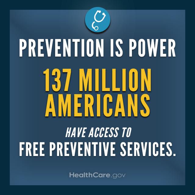 HHSGov's tweet photo. #CheckUpForWhat: 137M Americans have access to free preventive services. What's covered: http://t.co/gx8H27YKQi http://t.co/xn7ftmuXGb