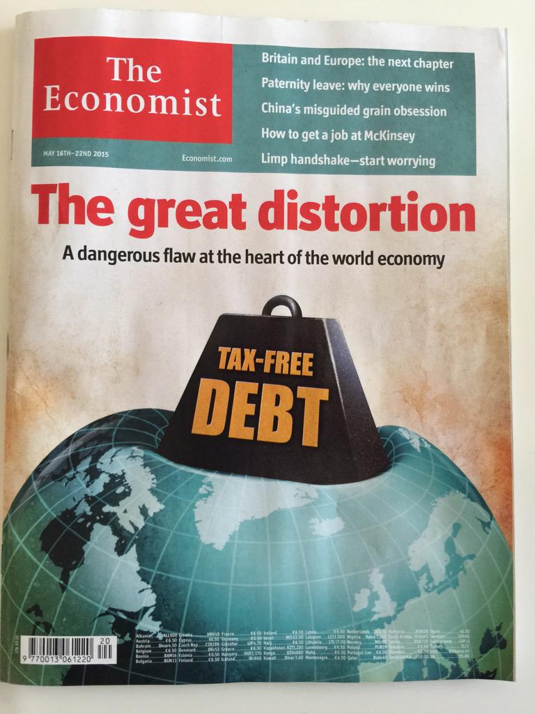 Great article in this weeks <a href="/TheEconomist/">The Economist</a> on tax deduction of interest. Now is the time to remove subsidies of debt!