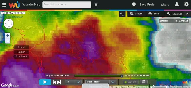CRPBaru's tweet image. 16/5-10:10am Imagen Satelital Infrarroja sobre #Chiriquí #Panamá #WunderMap