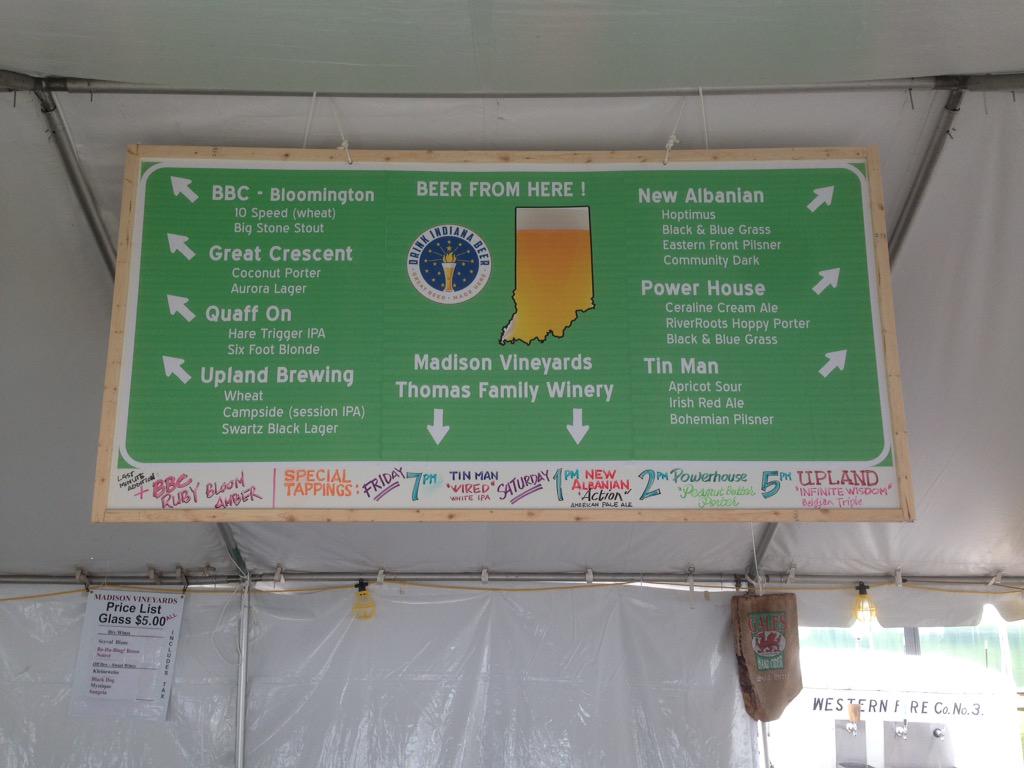 newalbanian's tweet photo. #riverroots2015 Beer lineup today at RiverRoots. Pouring now. http://t.co/VZuvHaY79Y