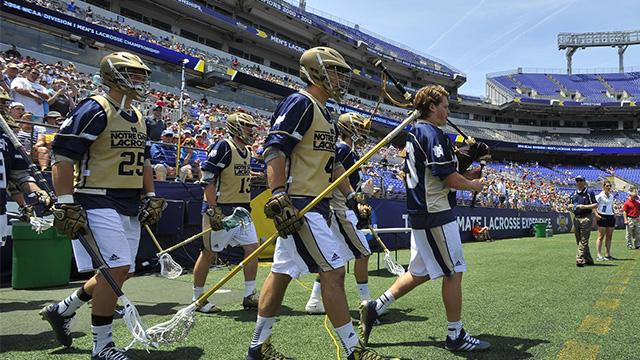The pipes are calling. <a href="/NDLacrosse/">Notre Dame Lacrosse</a> makes entrance with unique tradition: on.ncaa.com/1JN0AX8 #ncaaLAX