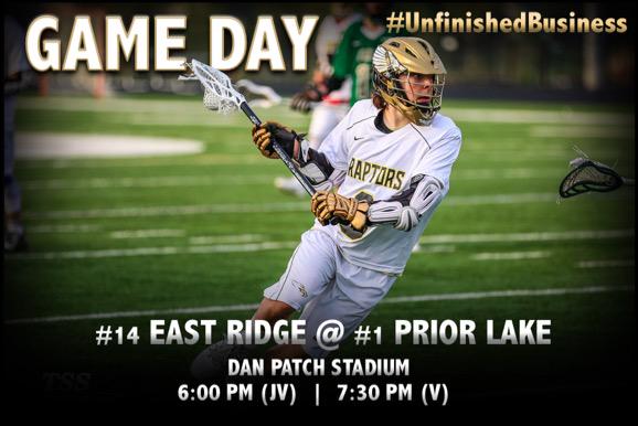 Join <a href="/romanwoodward/">Roman Woodward</a> in Prior Lake tonight.  #14 <a href="/ERHSLacrosse/">East Ridge Lacrosse</a> vs #1 Prior Lake.  #UnfinishedBusiness @Hurracaines