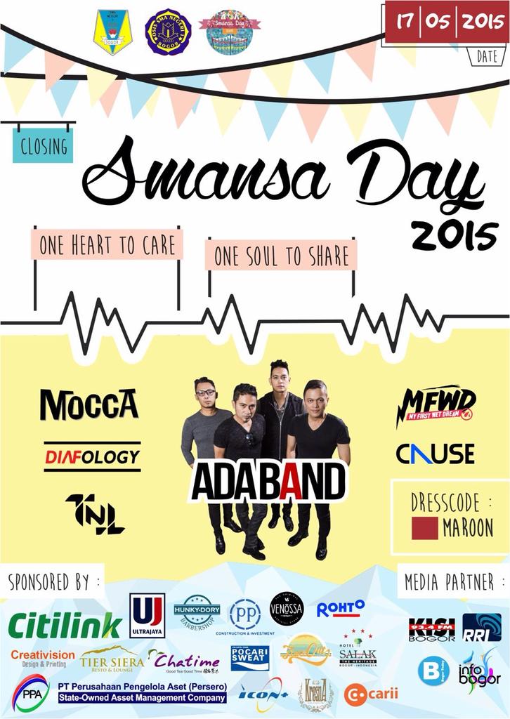 KompasMaritim's tweet photo. Halo warga SMANSA! Jangan lupa untuk datang di closing SMANSA DAY 2015 🎉🎇

MINGGU, 17 mei 2015🎇
Pukul 08.00-selesai🎉 http://t.co/GMsSLjG512