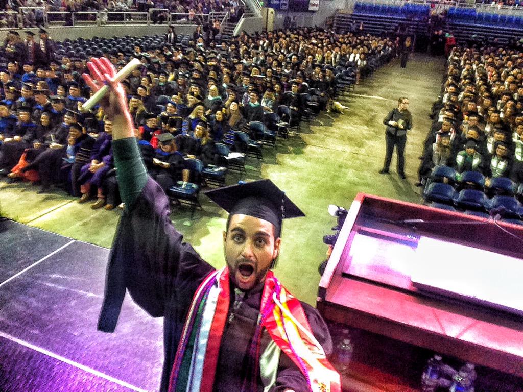 spenserblank's tweet photo. Selfie stick game strong on the stage. OFFICIALLY DONE! #nevadagrad #usacgrad15 #gopack http://t.co/nCC4U15GNK