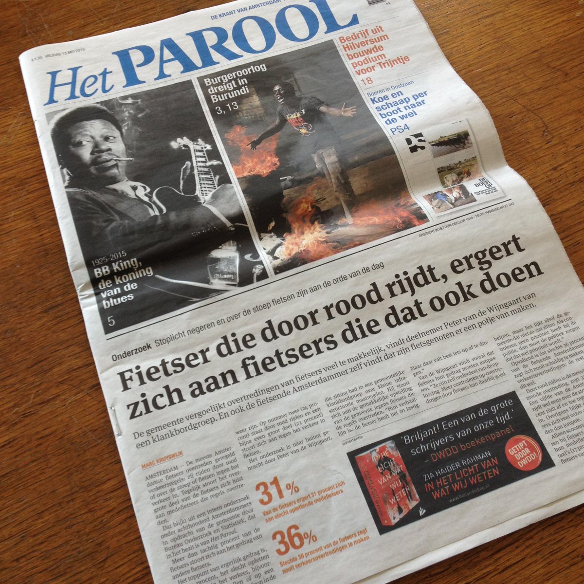 Onderzoek op voorpagina Parool!