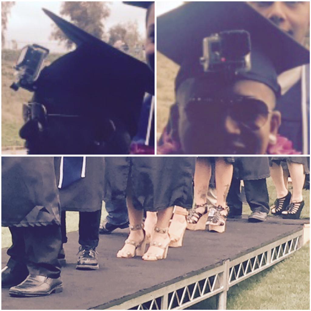 RichardLui's tweet photo. 5k grads, 30k audience at @csuf commencement. Comms School fad is @gopro cams on caps. #gradshoes #GoTitans http://t.co/lorABwCTkL