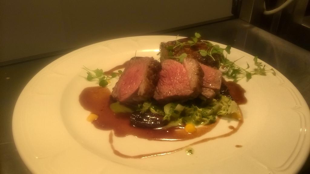 , lamb rump, buttermilk gratin with a beurre noissette, savoy cabbage, smoked garlic anchovies, jus, dates, rosemary