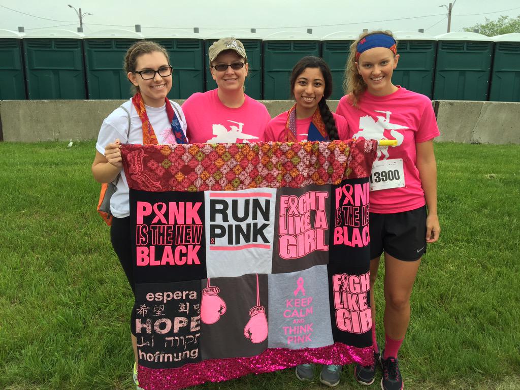 NFHSThinkPink's tweet photo. 🎀💕 shoutout to Mrs. Morse for the amazing banner! So many people stopped to take our picture! It was a big hit :) http://t.co/BJES8hy2tc