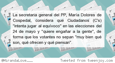 MirandaLove___'s tweet photo. #siguemeytesigo Cospedal asegura que C's "aspira a tener poder a costa de lo que sea" http://t.co/41J1nxojag http://t.co/mooT1DCS0m