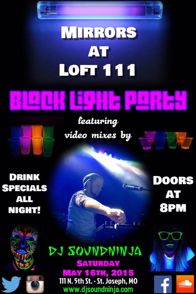 MirrorsLoft111's tweet photo. You definitely don't want to miss our #BlackLightParty tonight featuring mixmaster @DJSoundninja! Doors open at 8pm! http://t.co/0tLARfxad6