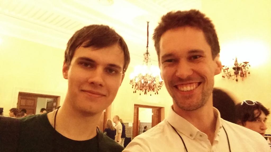 thomasahle's tweet photo. The guy that will win the competition (and Gennady) #QuestFindPerfect #ICPC2015 http://t.co/xGTtK1JGIE
