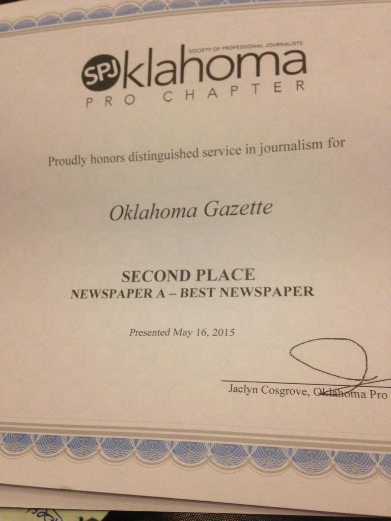 okgazette's tweet photo. Congrats to the @okgazette staff!!! We have an incredible team. #okspjawards http://t.co/nPxQPChNPk