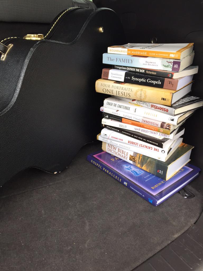 kevinmitola's tweet photo. When you have no more room in your bags to pack (most of) the books you read this year #theendisnear #4eln http://t.co/unHn6JAQzh