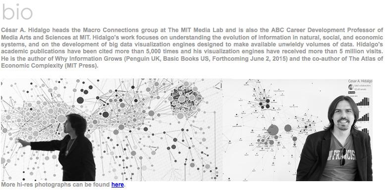 MargitAndrea's tweet photo. Fãs do big data: recomendo Cesar Hidalgo do MIT Media Lab que lidera o grupo Macro Connections http://t.co/OUrx16DVzc http://t.co/1QBn4EOAZX