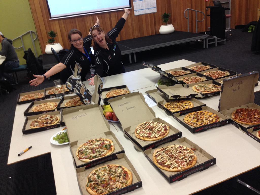 WebTaniwha's tweet photo. Fuel to feed the brains and ideas at #ALGIMweb #HacknMash thanks to great guys @dominos #christchurch #loveyourwork http://t.co/6ks3EO4KNT