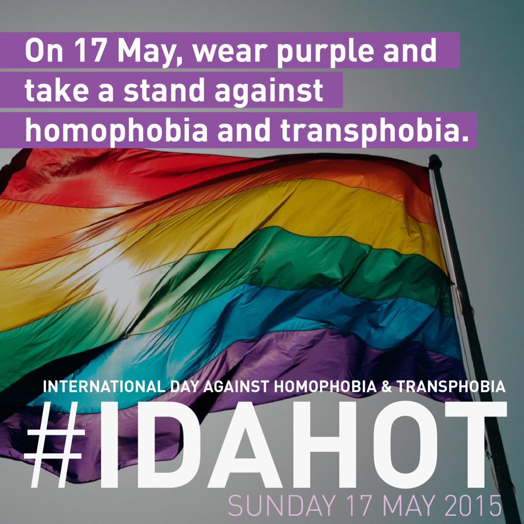 camerondickqld's tweet photo. Today is International Day against Homophobia and Transphobia. Wear purple and say no to discrimination  #IDAHOT CD http://t.co/57f2GqxJap