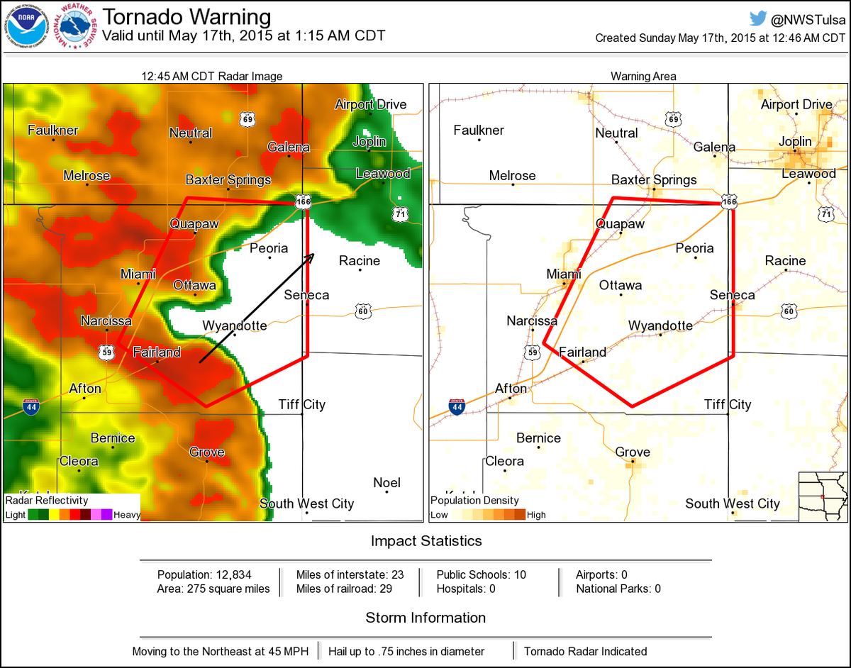 Tornado Warning including Seneca MO, Wyandotte OK, Fairland OK until 1