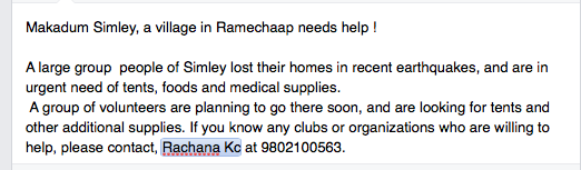 RoshGhimire's tweet photo. Makadum #Simley, a village in
#Ramechaap needs help !
cc @RaviNepal @ShiwaniNeupane @bibeksheelnp @richa_neupane http://t.co/rW6nGfq53I