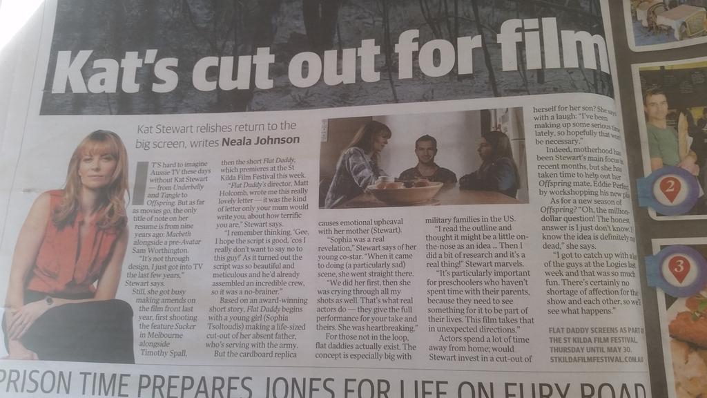 ModaFilm's tweet image. Read all about Kat Stewarts experience working with Matt Holcomb on Flat Daddy in todays Herald Sun.