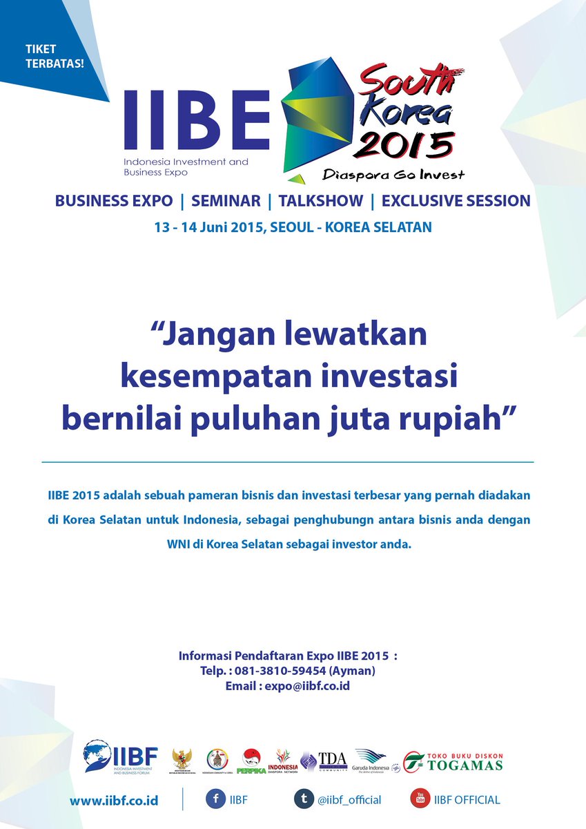 iibf_official's tweet photo. Masih ada sisa waktu untuk Join expo #IIBE2015 ; visit our web http://t.co/KewVIhzucH http://t.co/Nd2ymuCiJa