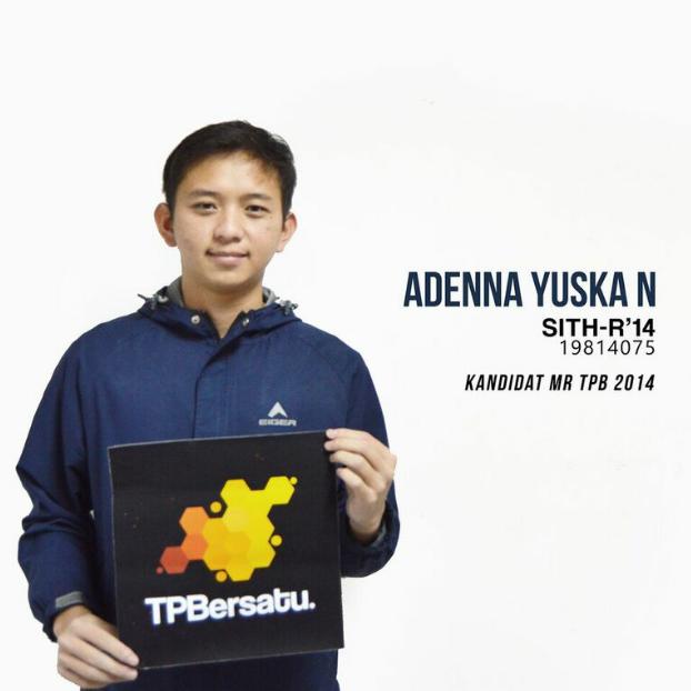 Nih Adenna dari SITH-R ikut jg jd kandidat Mr TPB! Yuk mana suaranya pendukung Adenna! <a href="/SITH_ITB2014/">Cerva Imperator</a> #siapsiapbersatu