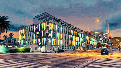 Games_Architect's tweet image. Car Park with light up cladding &amp;amp; sloping canopies for a roof, in #GTAV #architecture  #gamedev #GameDesign #GTA5