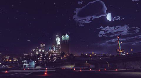 Games_Architect's tweet image. View of the city CBD at night from a harbour in Grand Theft Auto V #cityscape #GameDesign #gamedev #GTAV #GTA5
