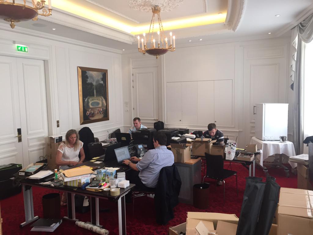 A hive of activity in the office today! 1 week to go. #MonacoGP