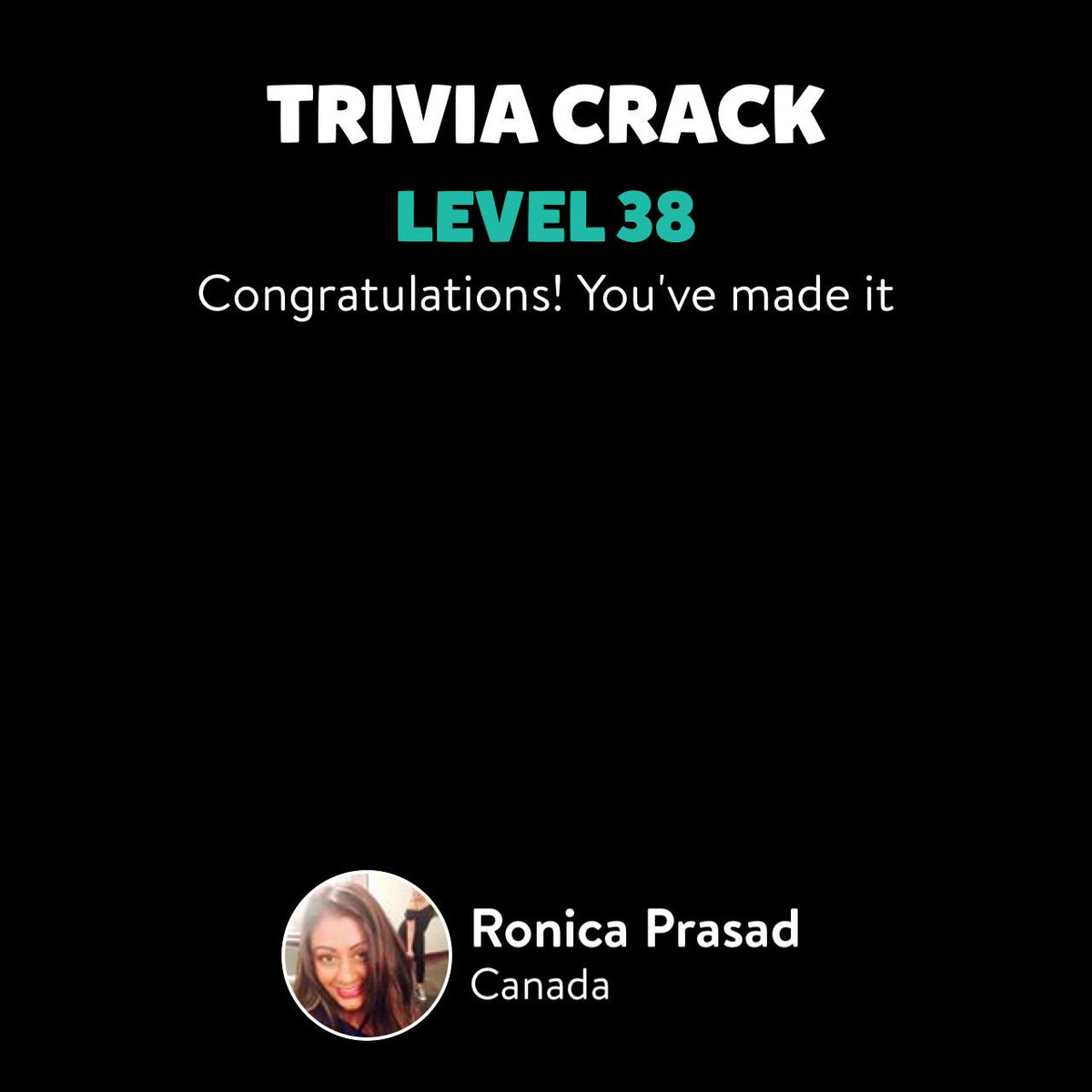 Ronica_Bubonica's tweet photo. Ronica Prasad just leveled up to Lv. 38 on Trivia Crack!n http://t.co/iAP6cq4eLU http://t.co/7p40Eupwx5