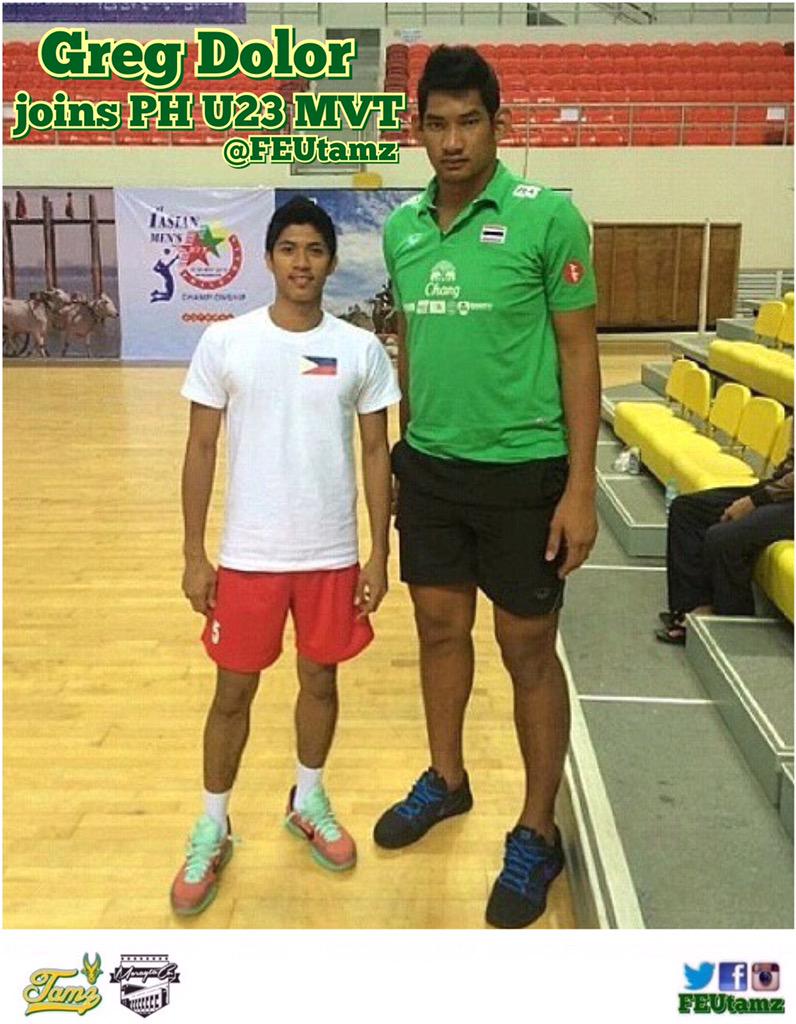 TamsMedia_'s tweet photo. FEU's Greg Dolor is still part of the PH U23 MVT despite of having problems with his passport. #AVCU23 🐃🔰🙌 http://t.co/X5aMyUisDu
