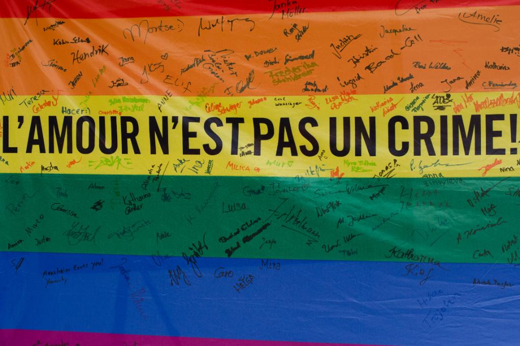 amnesty's tweet photo. Today is International Day Against Homophobia &amp; Transphobia. Love is NOT a crime. http://t.co/WoMRHpEoOA http://t.co/KJVXPcp0Ai