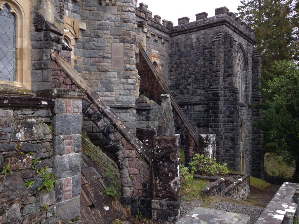 Michael_Goodger's tweet photo. A very eclectic mix of #architecture at Conans Kirk Loch Awe plus some amazing guttering! #Scotland http://t.co/dg1uAk6KxD