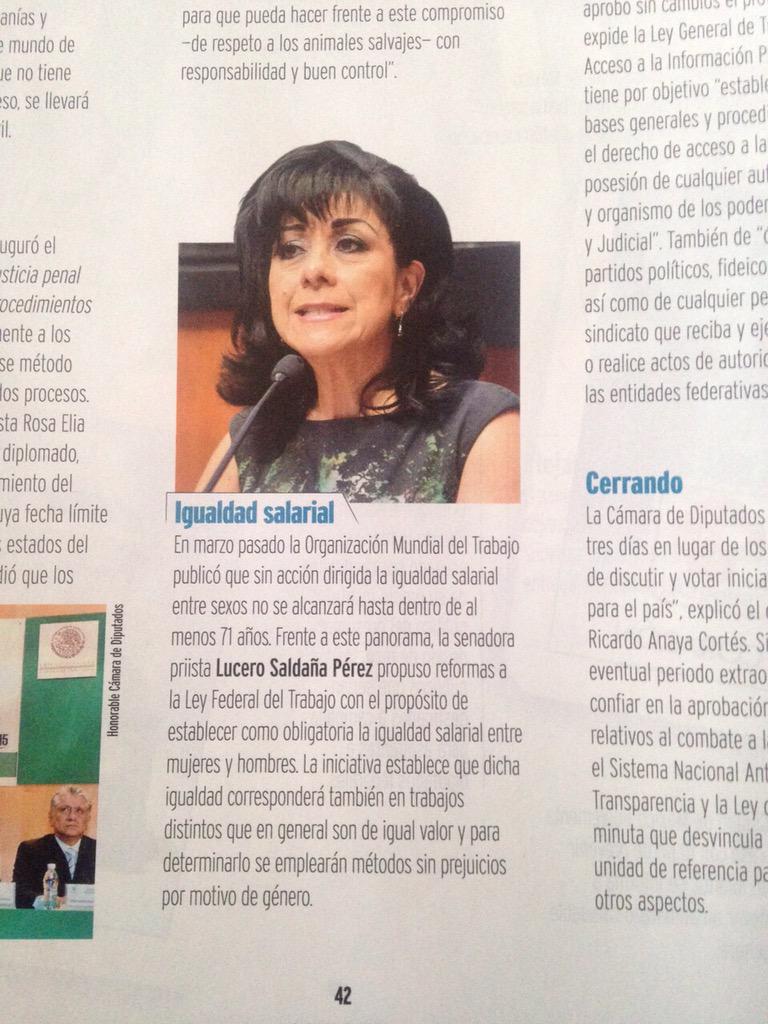 LuceroSaldanaMx's tweet photo. Agradezco a @VertigoPolitico el espacio en este medio sobre iniciativa que presenté en materia de igualdad salarial http://t.co/KLmFUOjdyT