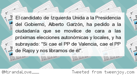 MirandaLove___'s tweet photo. Garzón (IU): "Si cae el PP de Valencia, cae el PP de Rajoy y nos libramos de él" http://t.co/1jFfhHmSrO http://t.co/7pIXevz6wc