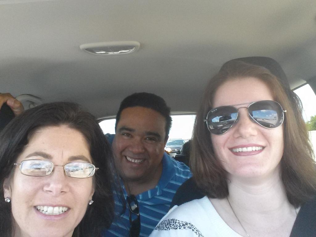 AlissaBerkowitz's tweet photo. Alissa, Dannie and Roberto #settingthecourse on the drive from South Florida to Jacksonville.  Whoohoo! http://t.co/Ab9dRrdtR4