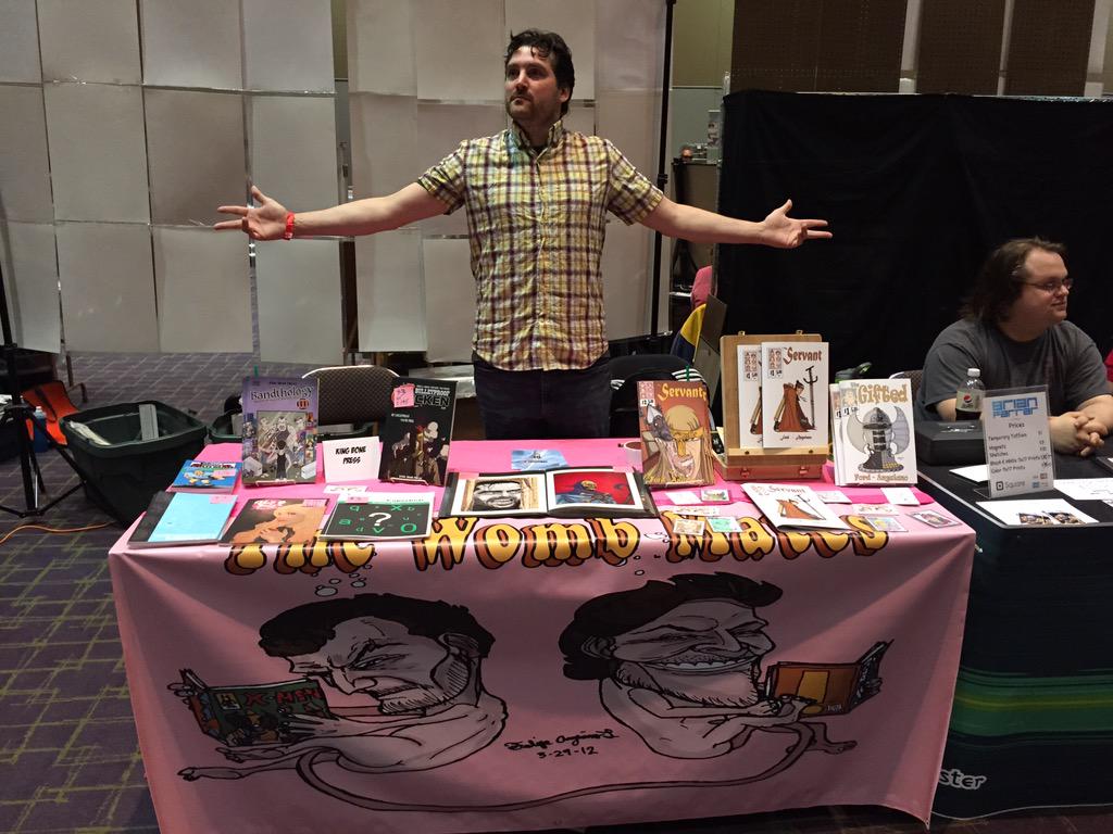 thewombmates's tweet photo. Day 2 @AppleseedCon has begun! Come on down and say hi! #MakeComics http://t.co/DeC0BHctzO