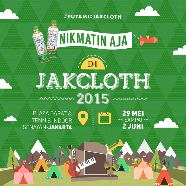 JakCloth's tweet photo. Yang mau nikmatin weekend asik tp gratis, RT poster ini dgn hashtag #FUTAMIxJAKCLOTH &amp; menangin daily pass-nya! http://t.co/pz3MJ72euM"