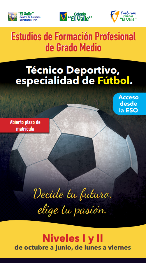 TafadSanchi's tweet photo. Estudios de Formación Profesional de Grado Medio.
·TÉCNICO DEPORTIVO ESPECIALIDAD FÚTBOL·
Abierto plazo de matrícula http://t.co/33YlrctqUO