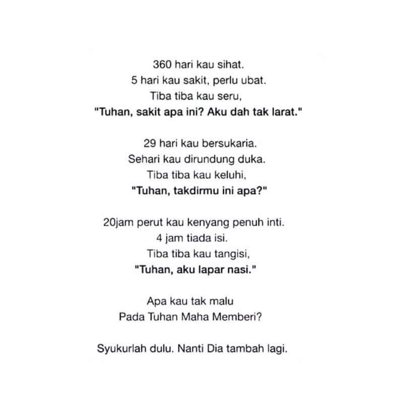 Ya Allah, jadikanlah kita diantara hamba2 Mu yang bersyukur