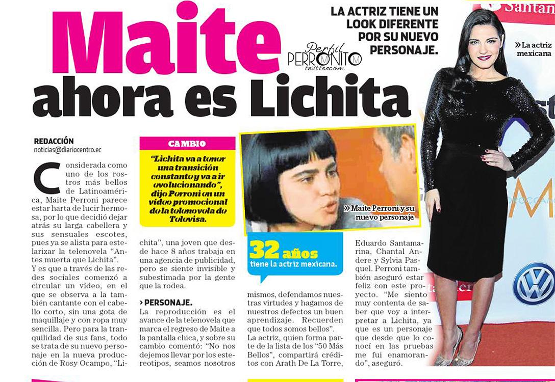 MPWBra's tweet photo. #SCAN: Maite Perroni ahora es 'Lichita' (Centro) http://t.co/m9NHd0uGNT