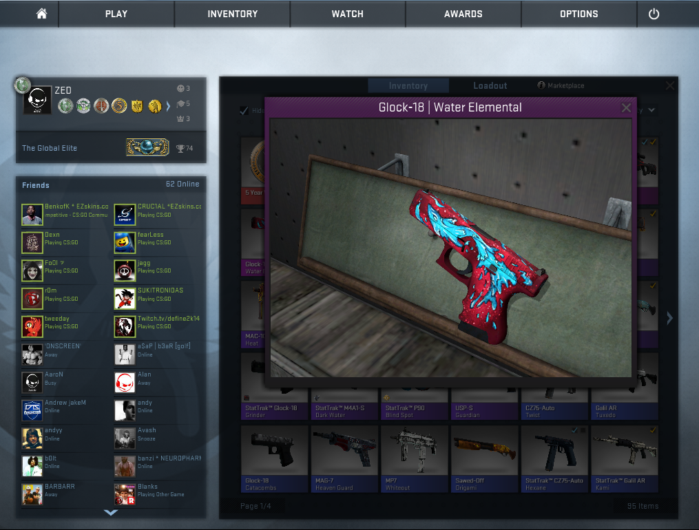 ZEDcsgo's tweet photo. *#CSGOgiveaway* Giving away this FN Glock | Water Elemental on 21/05 RT &amp; Follow to be entered #CSGO @CSGOGiveaway_RT http://t.co/E9LtTP7Eqr