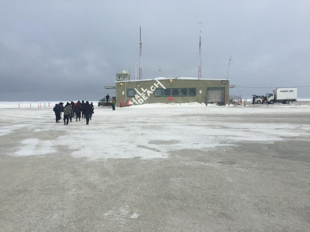 MoiraSSnews's tweet photo. #YMCAexchange students arrived in Hall Beach last night after a stopover in Iqaluit. This is a pic of the airport. http://t.co/IHR5mKaDPy