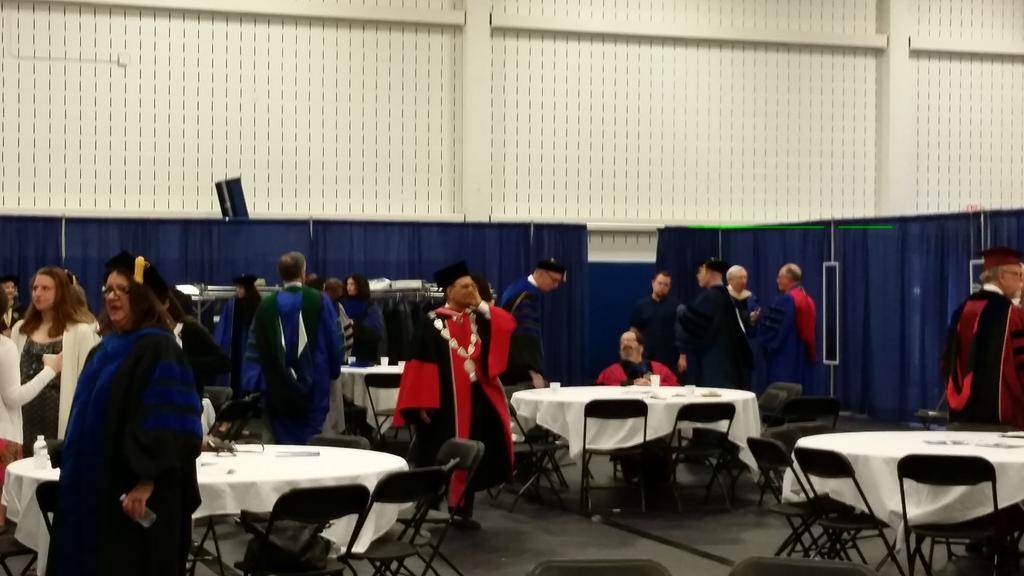 njsmyth's tweet photo. Getting ready for our university commencement -- platform party robing area #ubuffalo #ub2015 http://t.co/NRFfJbzZgV