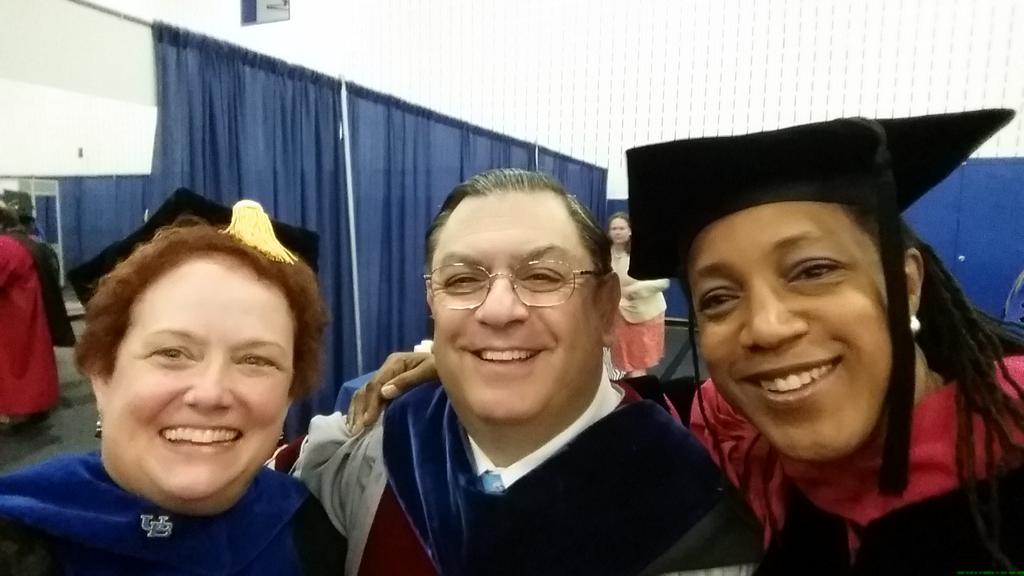 njsmyth's tweet photo. Selfie with Dean Arjang Assad and Vice Provost Teri Miller #ubuffalo #ub2015 http://t.co/dkXlbH7u98