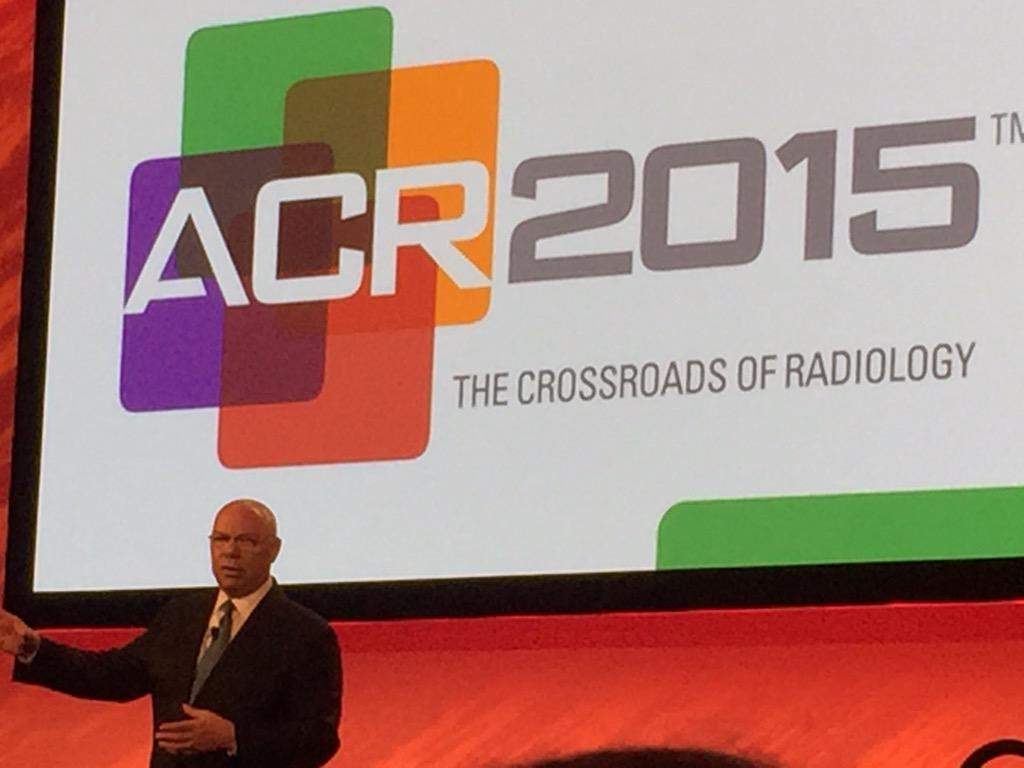 SanjayRadMD's tweet photo. #ACR2015 Inspirational start to the meeting from Dr Ellenbogen and Colin Powell. http://t.co/xPMFo6dXwt